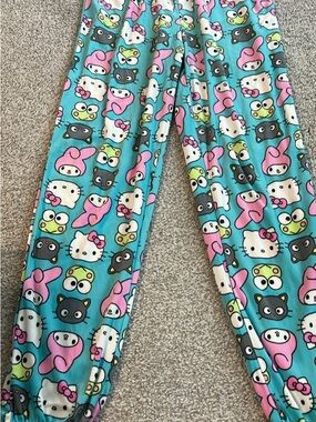 Hello Kitty Aqua Pajama Bottoms with Pink & White Character Print